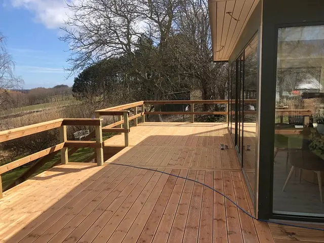 Hævet træterrasse med værn og trappe — billede 6 af 30